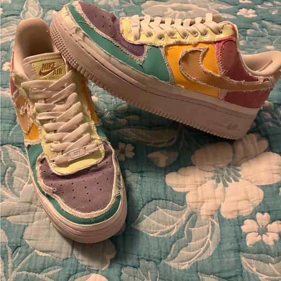 Nike Shoes - Nike Air Force 1 Pastel Patchwork Sneakers - Purple, Teal, Yellow, Pink, white